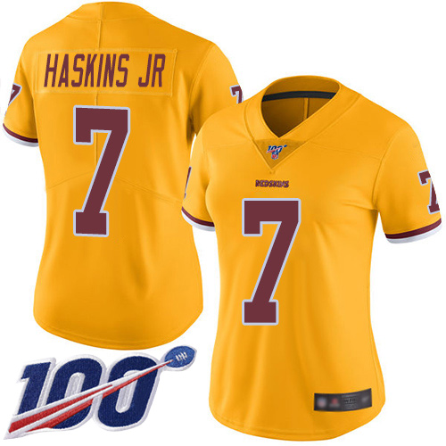 Washington Redskins Limited Gold Women Dwayne Haskins Jersey NFL Football #7 100th Season Rush->women nfl jersey->Women Jersey